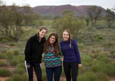 Students posing for a picture in the Australian outback