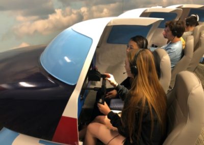 Students in a flight simulator