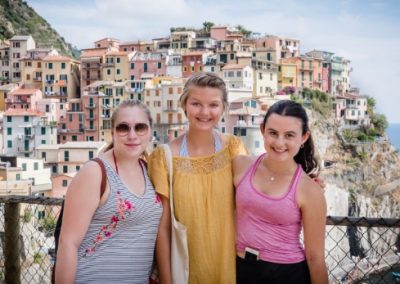 Students posing for a picture in Cique Terre, Italy