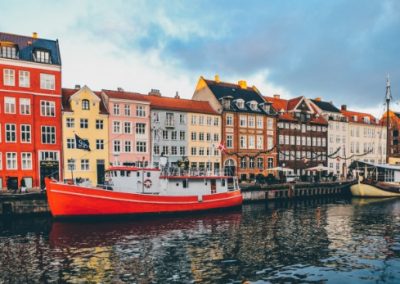 A canal and rowhouses in Denmark