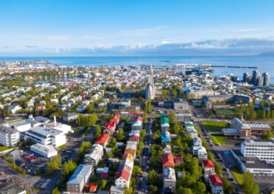 Arial view of Reykjavík, Iceland