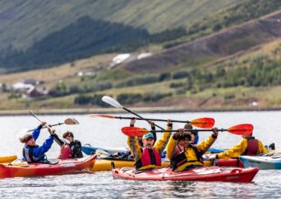 Students and leaders on a kayaking trip in Iceland